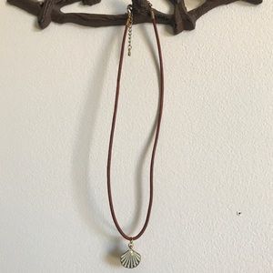 Shell charm on high quality leather cord